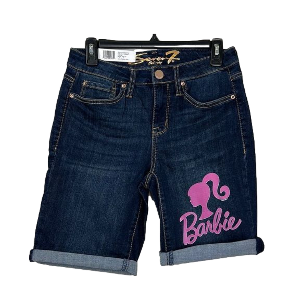 NWT (4) BARBIE SEVEN7 SUNSET BERMUDA 9” inseam dark wash denim jean shorts